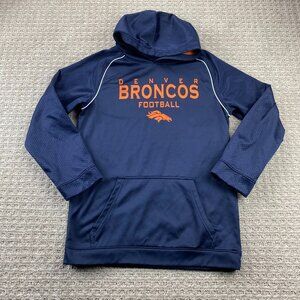 NFL Denver Broncos Sweater Hoodie Youth Boy Size XL (16/18) Navy Blue Pullover